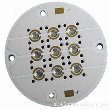 Single-sided aluminum board, surface HASL LF and soldermask white with silksreen black for LED